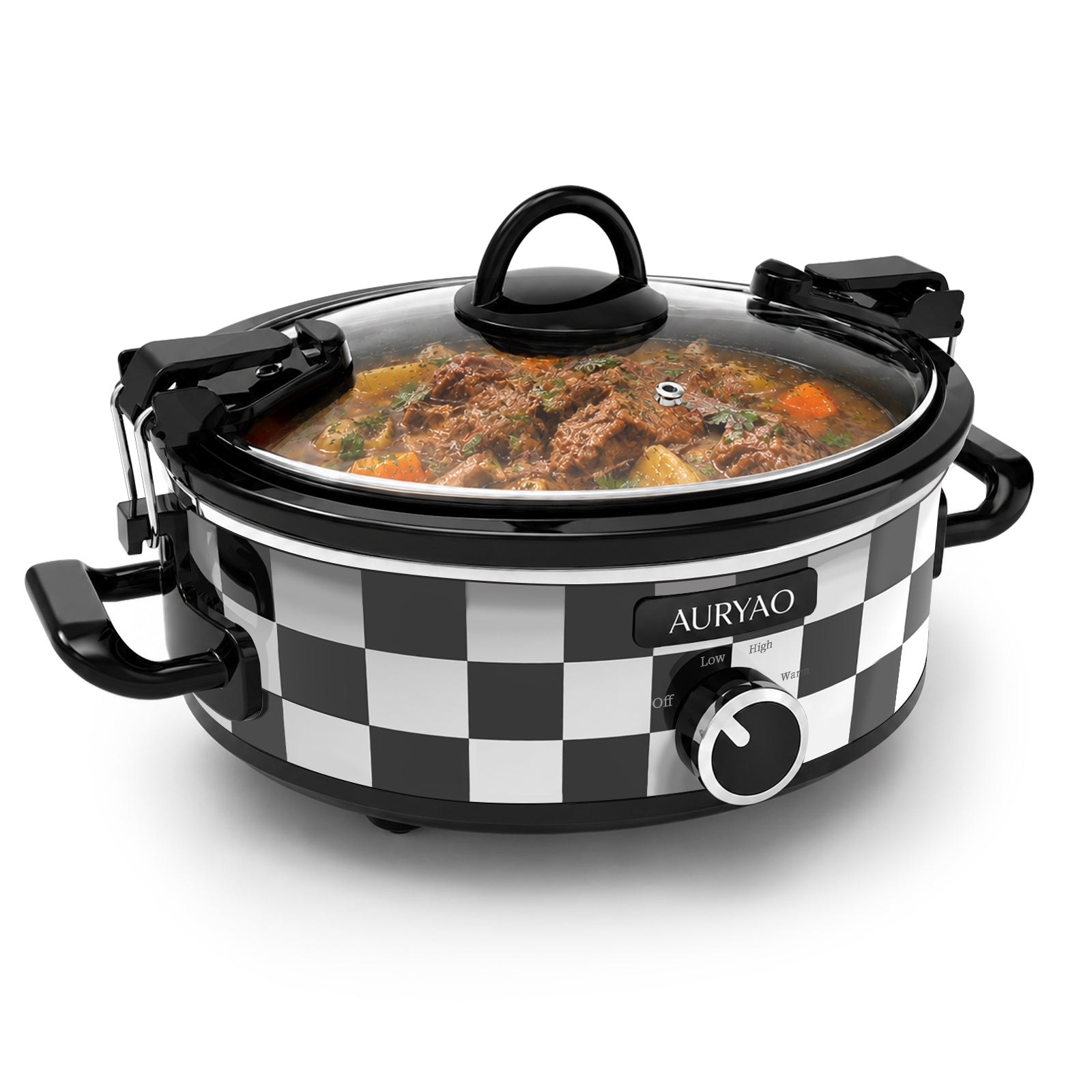 AURYAO 2.5QT Manual Black-White Slow Cooker